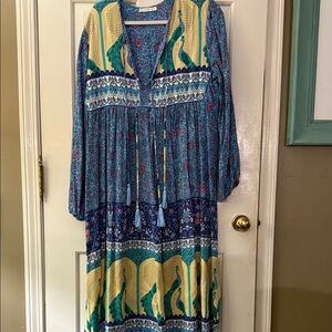 Bohemian Blue and Yellow Maxi Dress